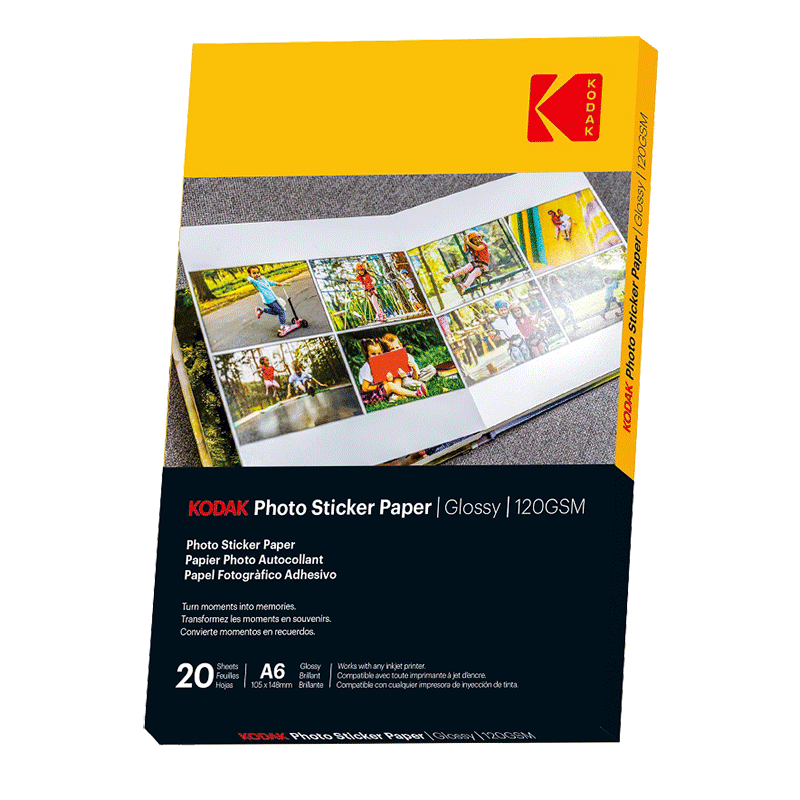 Papier photo autocollant 120gsm 10x15cm 20 feuilles Kodak Sticker paper