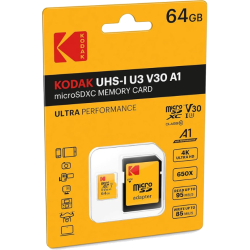 Carte micro SD 64 Go Kodak UHS-I U3 V30 A1 Extra Performance