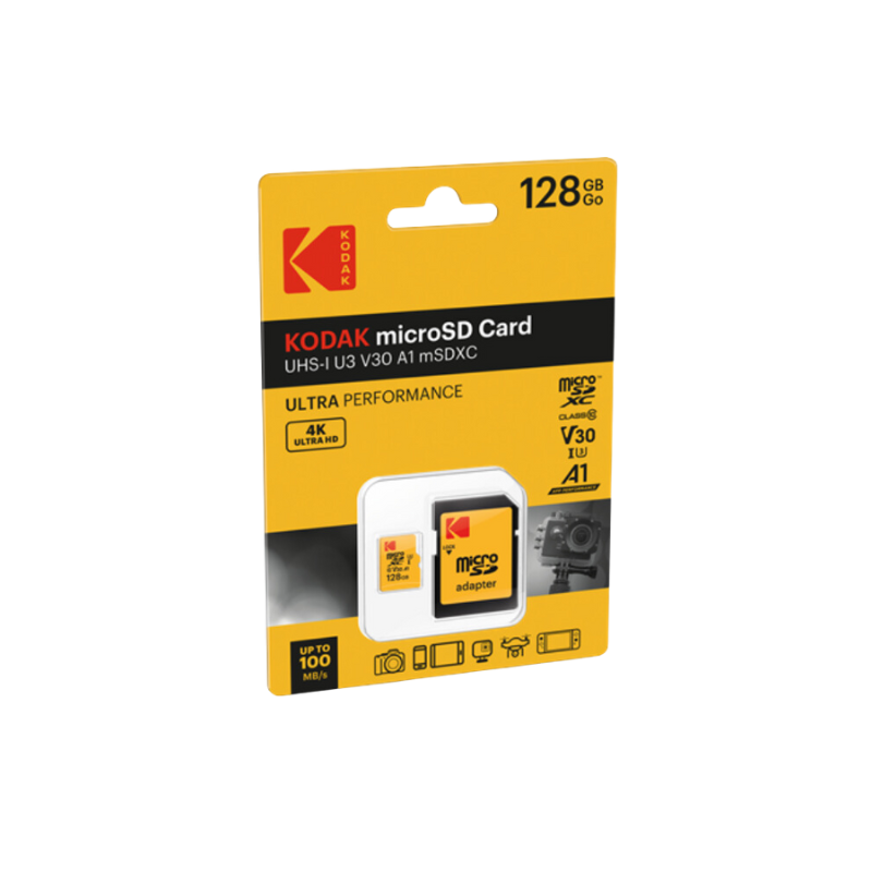Scheda micro SD Kodak UHS-I U3 V30 A1 Ultra Performance da 128 GB