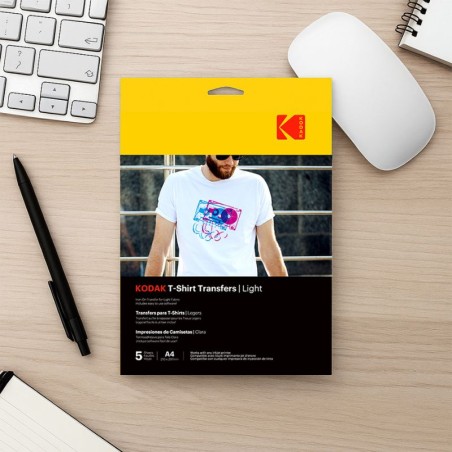 Kodak Papier transfert textile clair t-shirt, 5 feuilles, compatible avec toutes les imprimantes à jet d''encre Blanc - vue 3