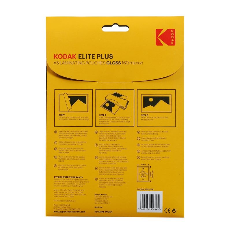 Pochette de Plastification A5 - Pack de 25 - 160 mcn - Finition Brillante