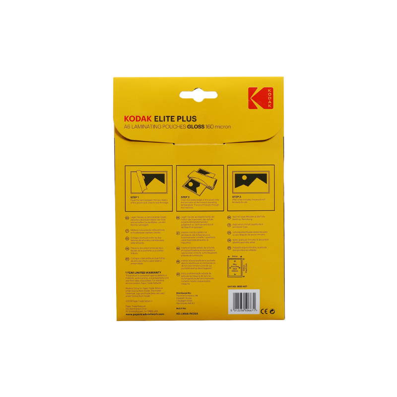 Pochette de Plastification A6 - Pack de 25 - 160 mcn - Finition Brillante