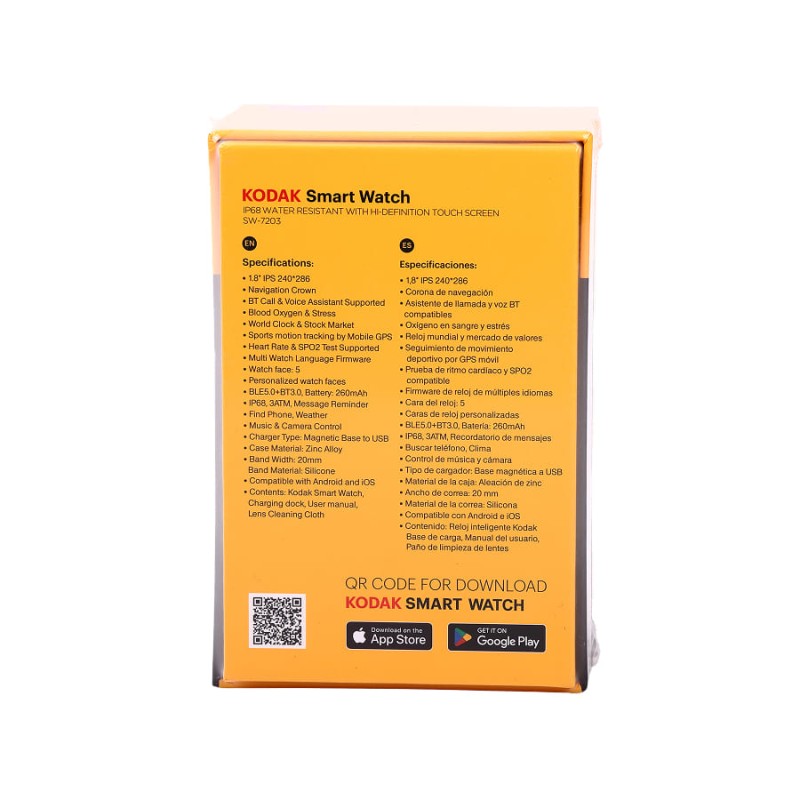 Kodak SW-7203 Montre Connectée Bluetooth - Grand Écran 1.85” Tactile & Suivi Santé