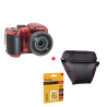 Kodak AZ255 Rotes Bridge-Kamera-Set: 25-fach optischer Zoom + Tasche + 32 GB SD-Karte
