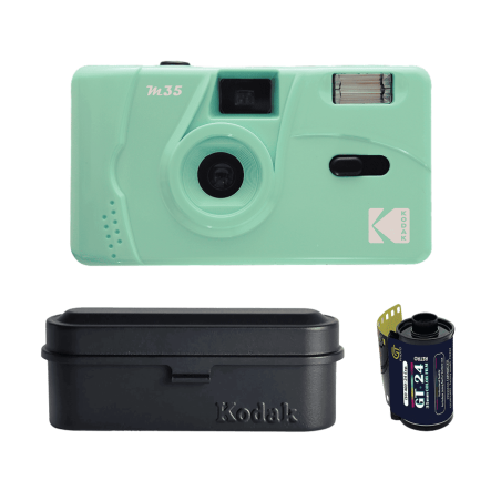 Kodak M35 Mint Green Reusable Film Camera Pack + 24 Exp. Film + Film Case – Analog Kit