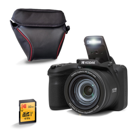 Kodak AZ405 Black Bridge Camera Pack: 40x Optical Zoom + Case + 32GB SD Card