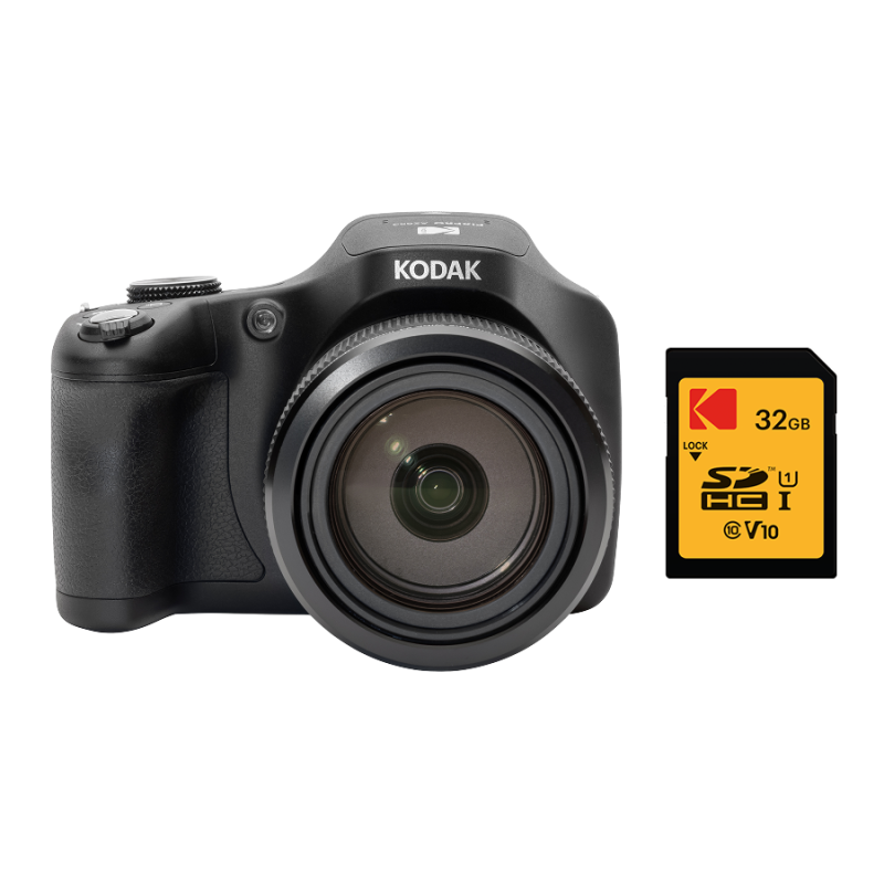 Kodak Pixpro AZ653-Set in Schwarz + 32-GB-SDHC-Karte U1 V10 | 65-facher optischer Zoom – Kodak-Website