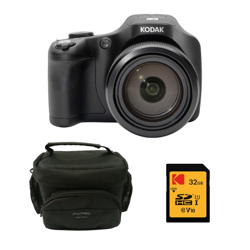 Kodak Pixpro AZ653 Astro Zoom-Set + 32-GB-SD-Karte + Tragetasche – Bridge-Kamera mit 20 MP CMOS-Sensor, 65-facher optischer Zoom