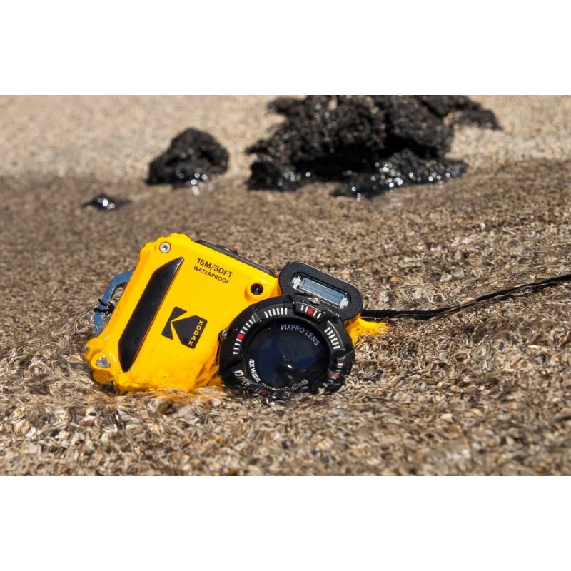 Pacchetto fotocamera compatta Kodak PixPro WPZ2 gialla + scheda SD da 16 GB - Impermeabile fino a 15 m