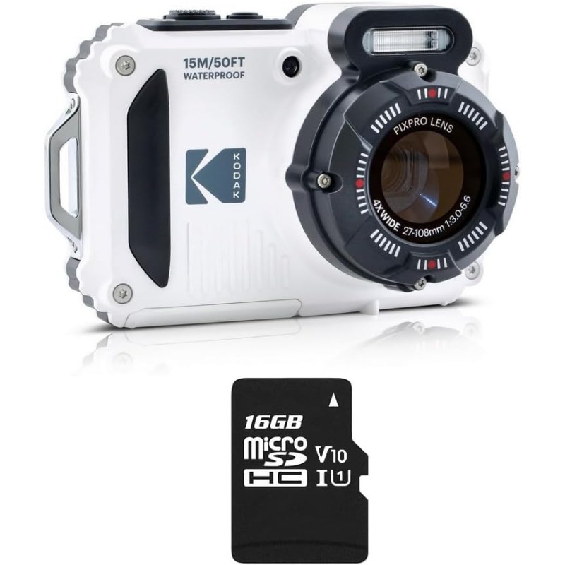 Zestaw Kodak Pixpro WPZ2 w kolorze białym + karta MicroSD 16 GB | Oficjalna strona internetowa Kodak