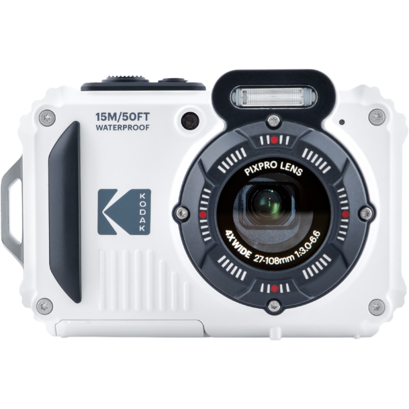 Pack de cámara compacta Kodak PixPro WPZ2 blanca + tarjeta SD de 16 GB - Resistente al agua hasta 15 m
