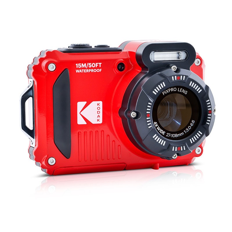 Pacchetto fotocamera compatta Kodak PixPro WPZ2 rossa + scheda SD da 16 GB - Impermeabile fino a 15 m