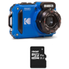Pacchetto fotocamera compatta Kodak PixPro WPZ2 blu + scheda SD da 16 GB - Impermeabile fino a 15 m
