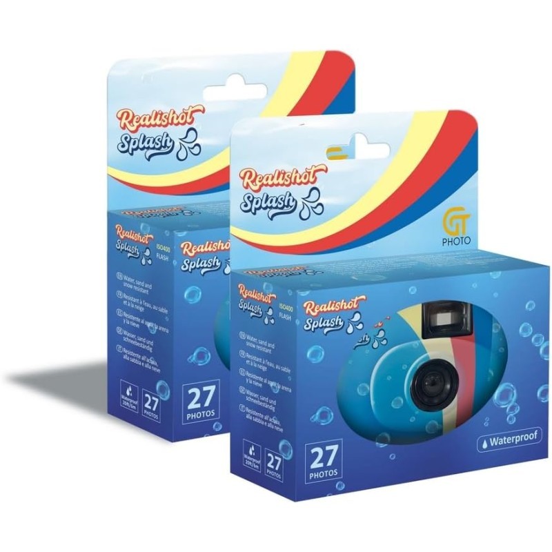 2er-Pack – Realishot Splash – Wasserdichte Einwegkamera – 27 Farbfotos