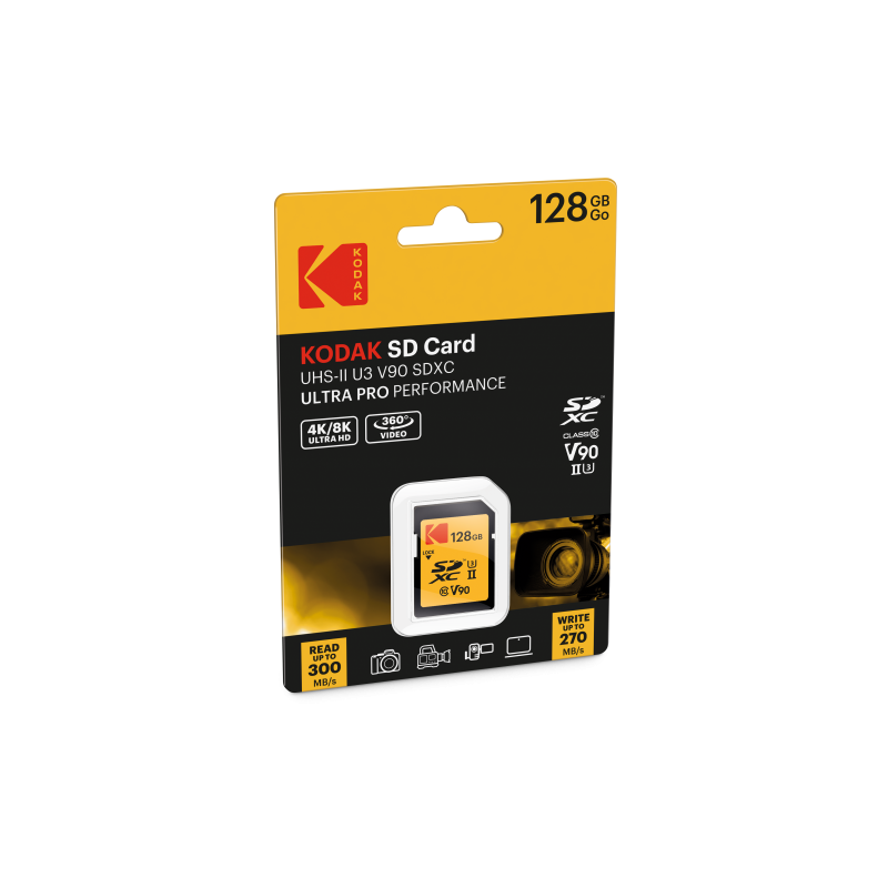 Karta pamięci Kodak 128 GB SDXC UHS-I U3 V30 Ultra | 4K i szybka seria zdjęć