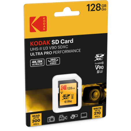 Carte Mémoire SD 128Go Kodak UHS-II U3 V90 Ultra Pro