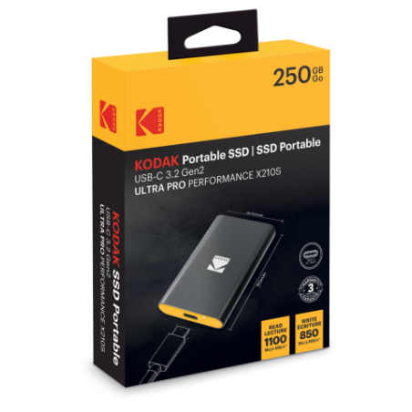 Disco Duro SSD Portátil Kodak X210S Ultra Pro Performance – 250GB, 512GB, 1TB