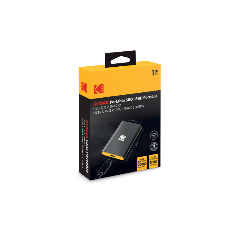 Przenośny dysk SSD Kodak X210S 512 GB USB-C 3.2 Gen2x2 | 2000 MB/s